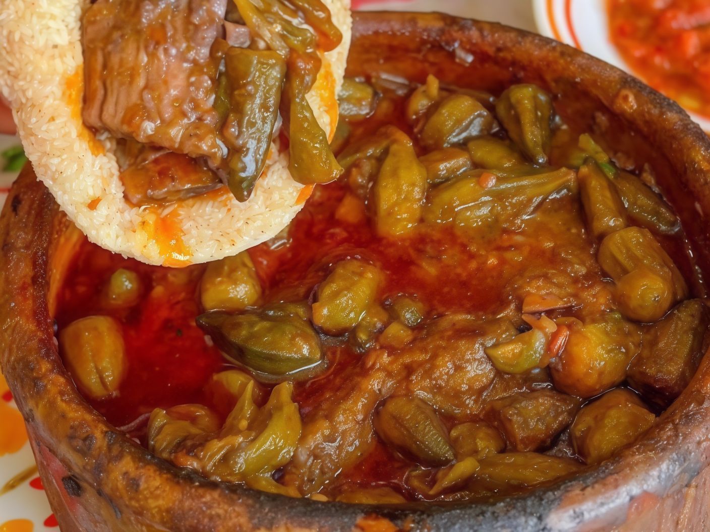 Okra Tagine with Meat and Rice