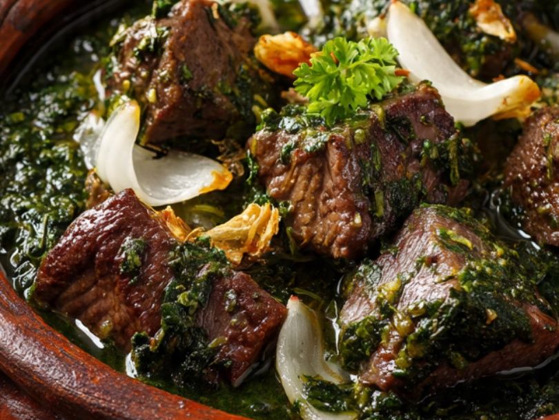 Molokhia Tagine With Baladi Meat and Rice