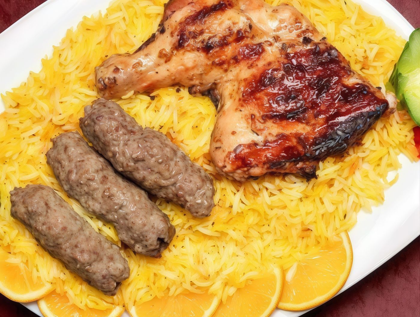 Quarter Chicken and Eighth Kofta with Rice