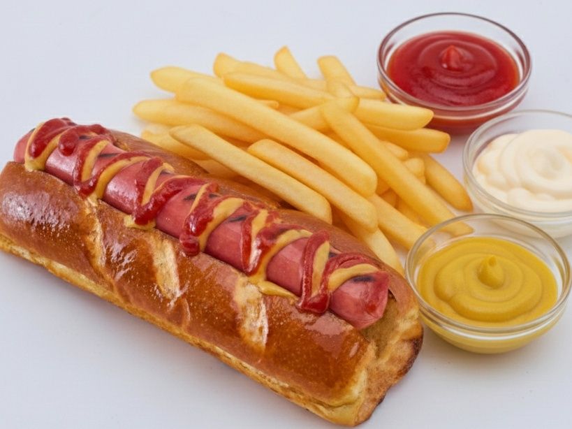Hot dog sandwich + 1 french fries + ketchup
