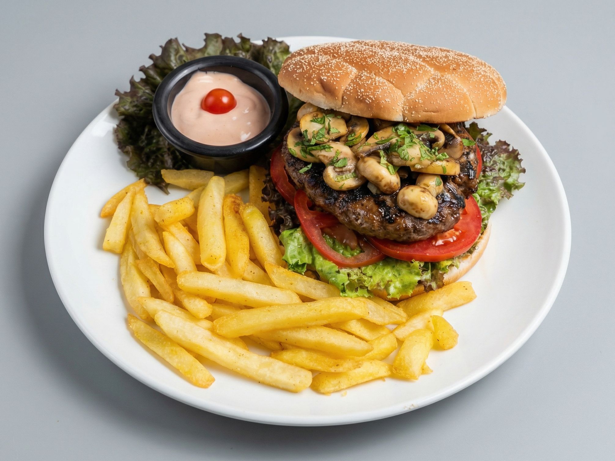 Mushroom burger sandwich