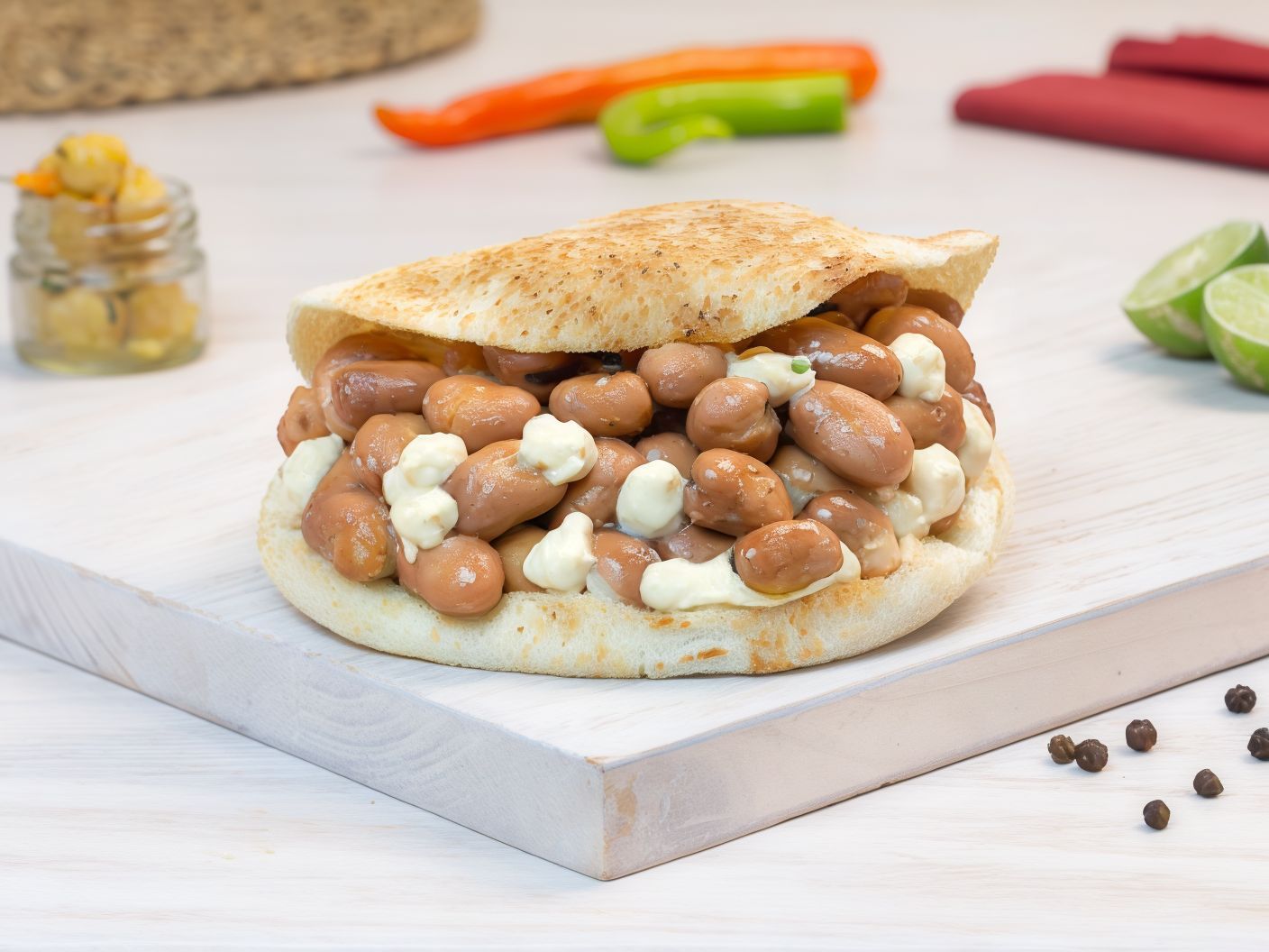 Foul With Chickpeas Sandwich