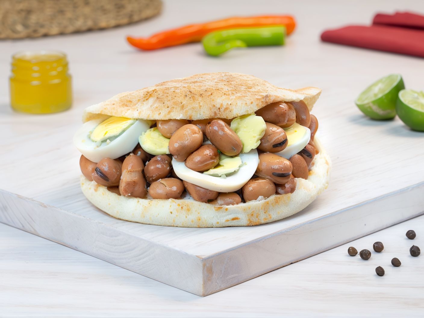 Foul Sandwich with Boiled Eggs