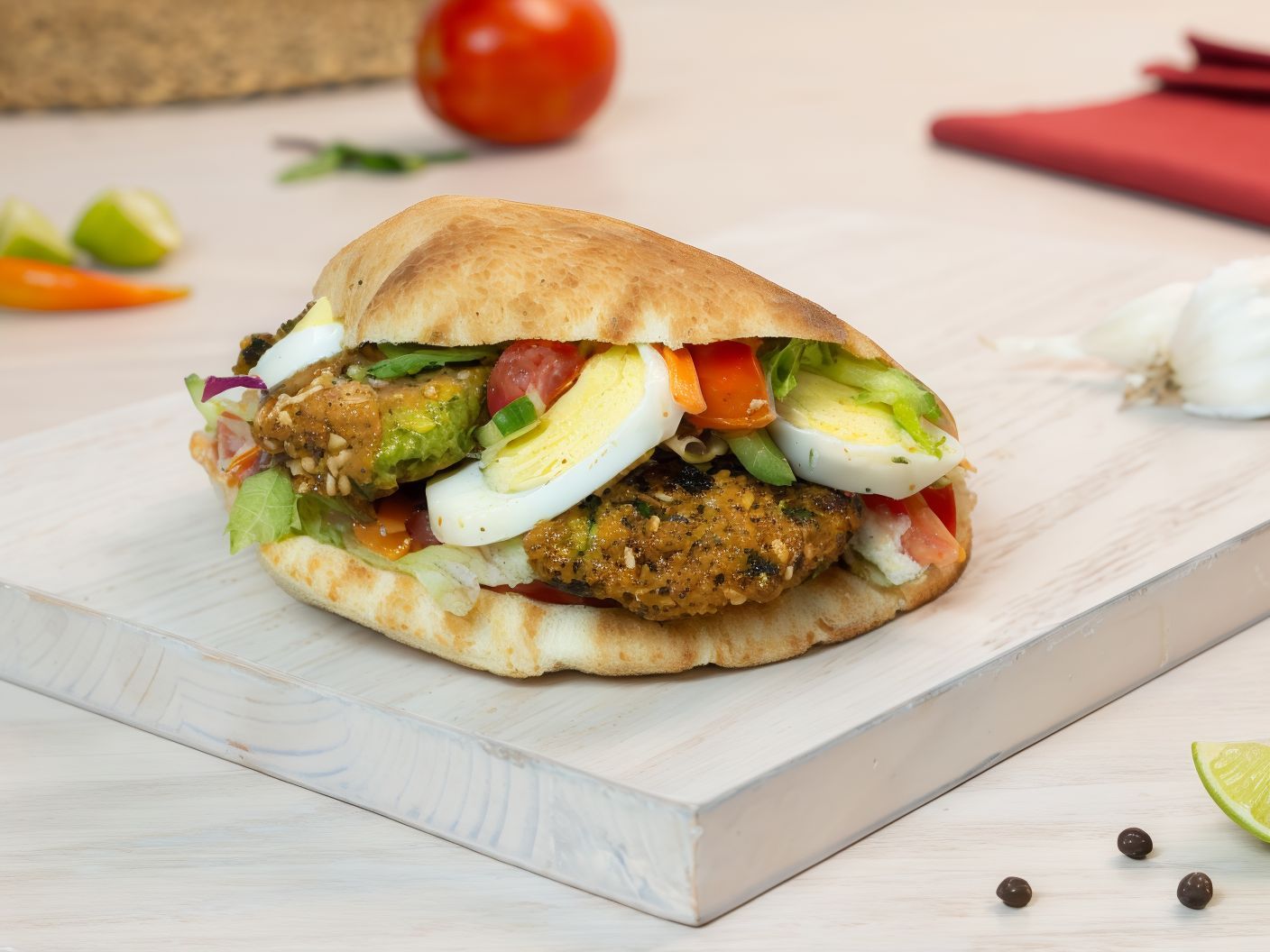 Ta'ameya Sandwich with Boiled Eggs