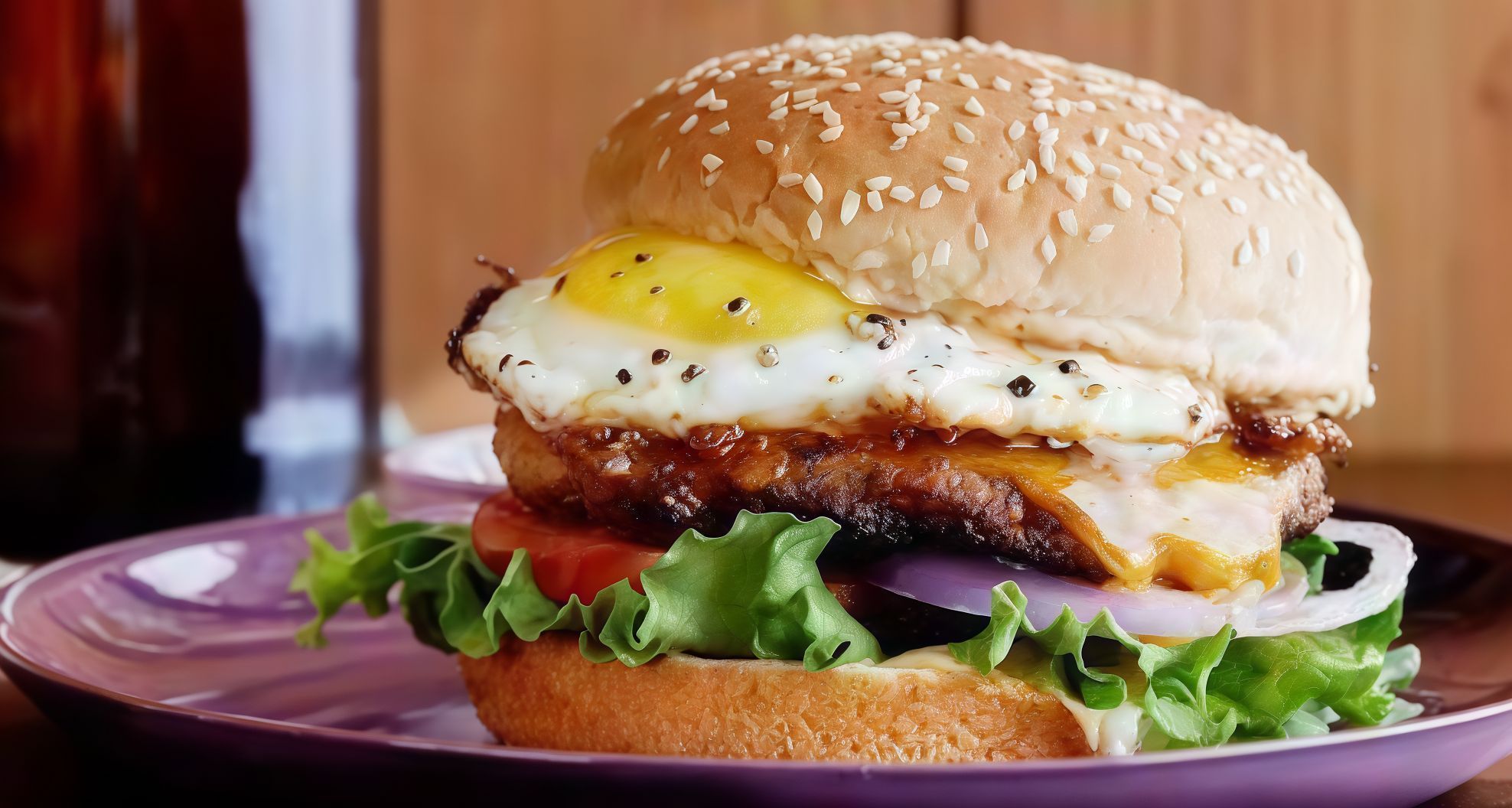 Taameya burger on eggs