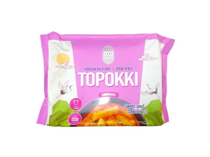 Korean Ricecake Tteokbokki with Creamy Carbonara Sauce