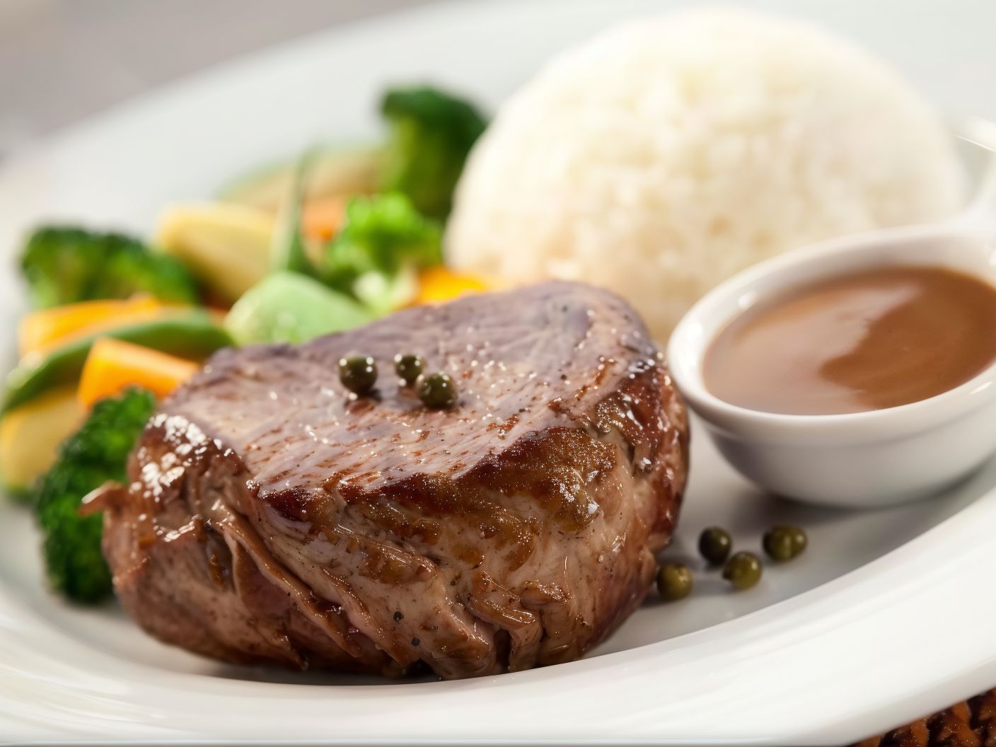 Grilled fillet with papper sauce