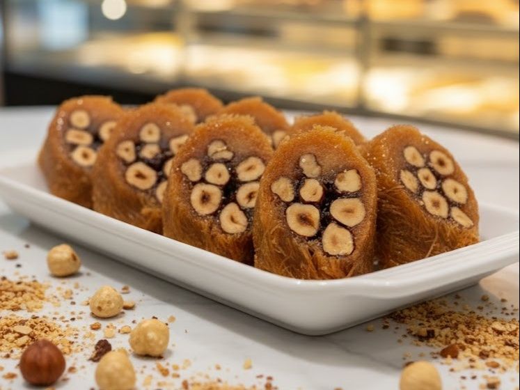 Kunafa Borma with hazelnut
