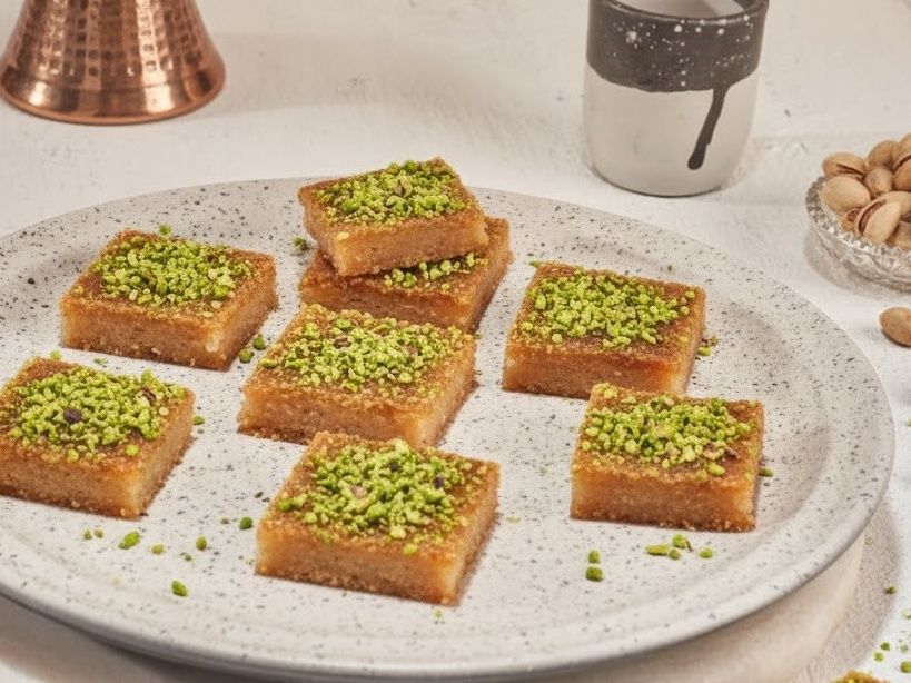 Pistachio Basbousa