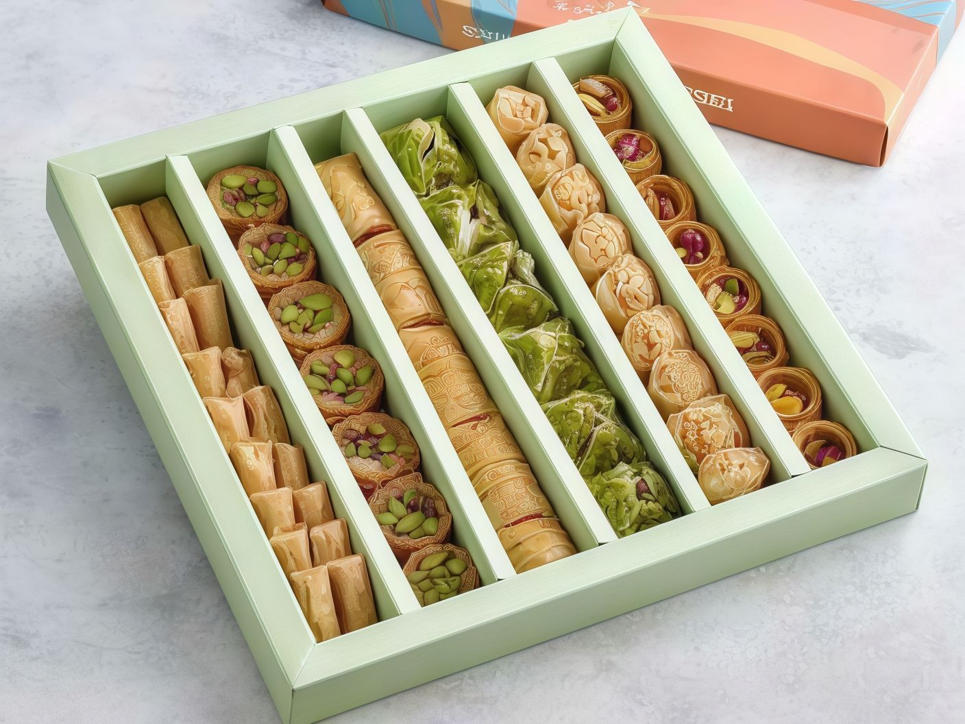 Oriental Sweets Box With Honey And Pistachios