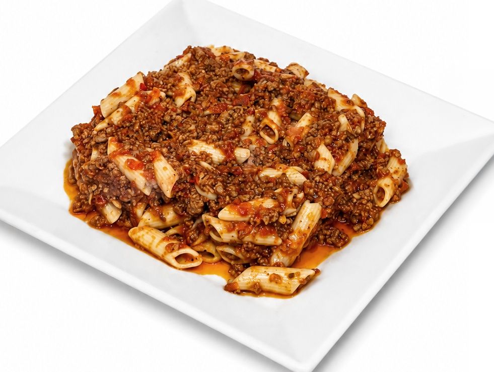 Pasta with sauce and minced meat