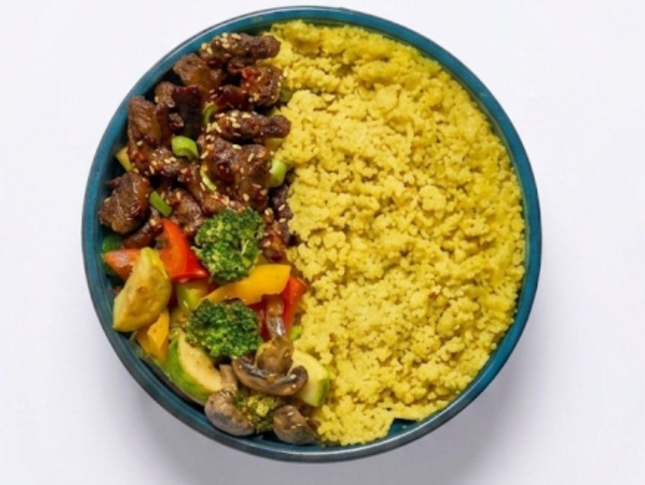 Spicy Asian Beef with Rice and Cauliflower