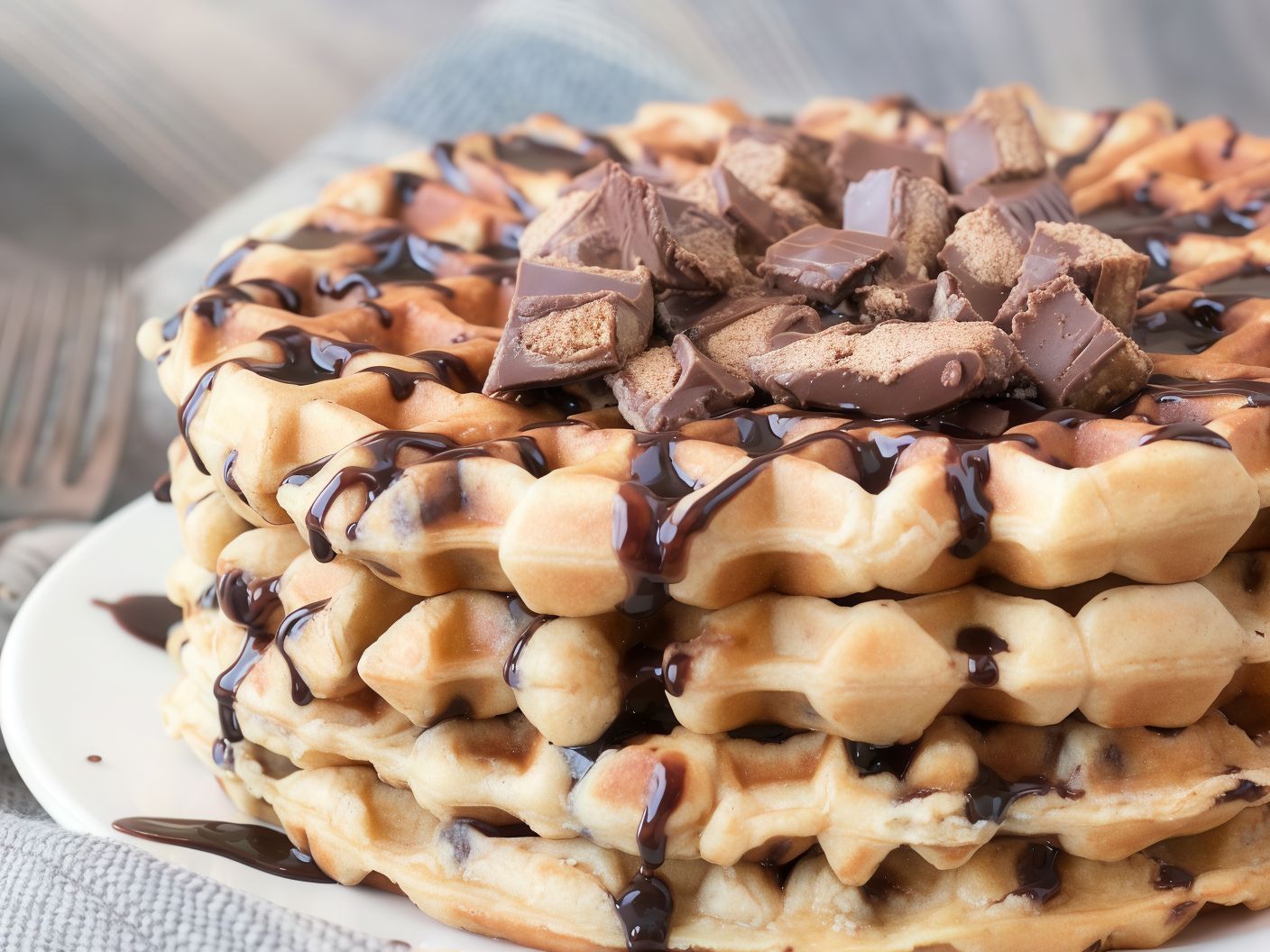 Chocolate And Peanut Butter Waffle