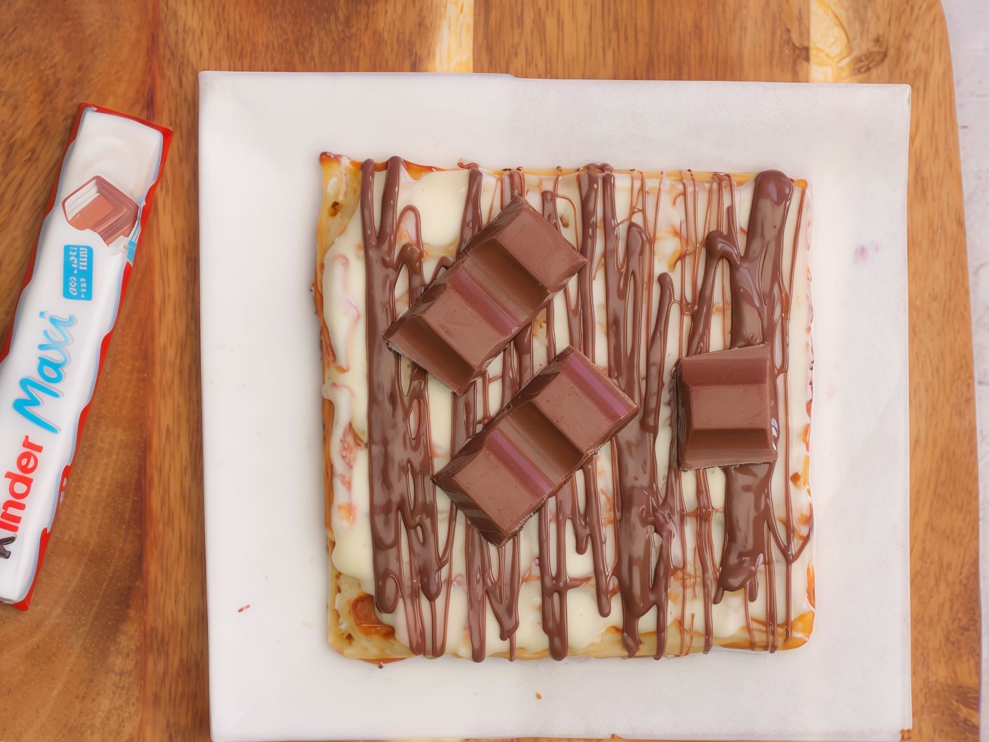 Mix Chocolate And Kinder Chocolate Waffle