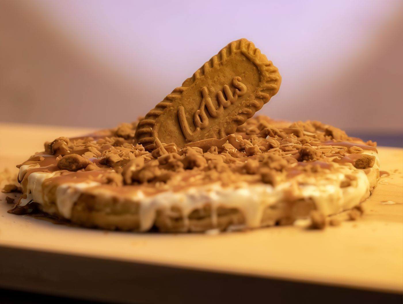 White Chocolate Waffle With Lotus Biscuits