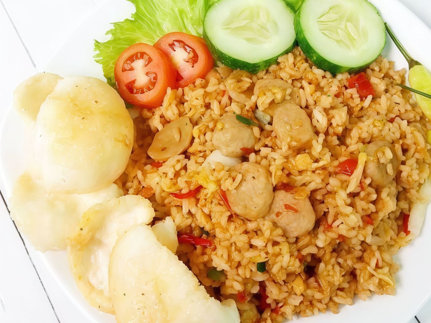 Fried Rice With Asian Meatball