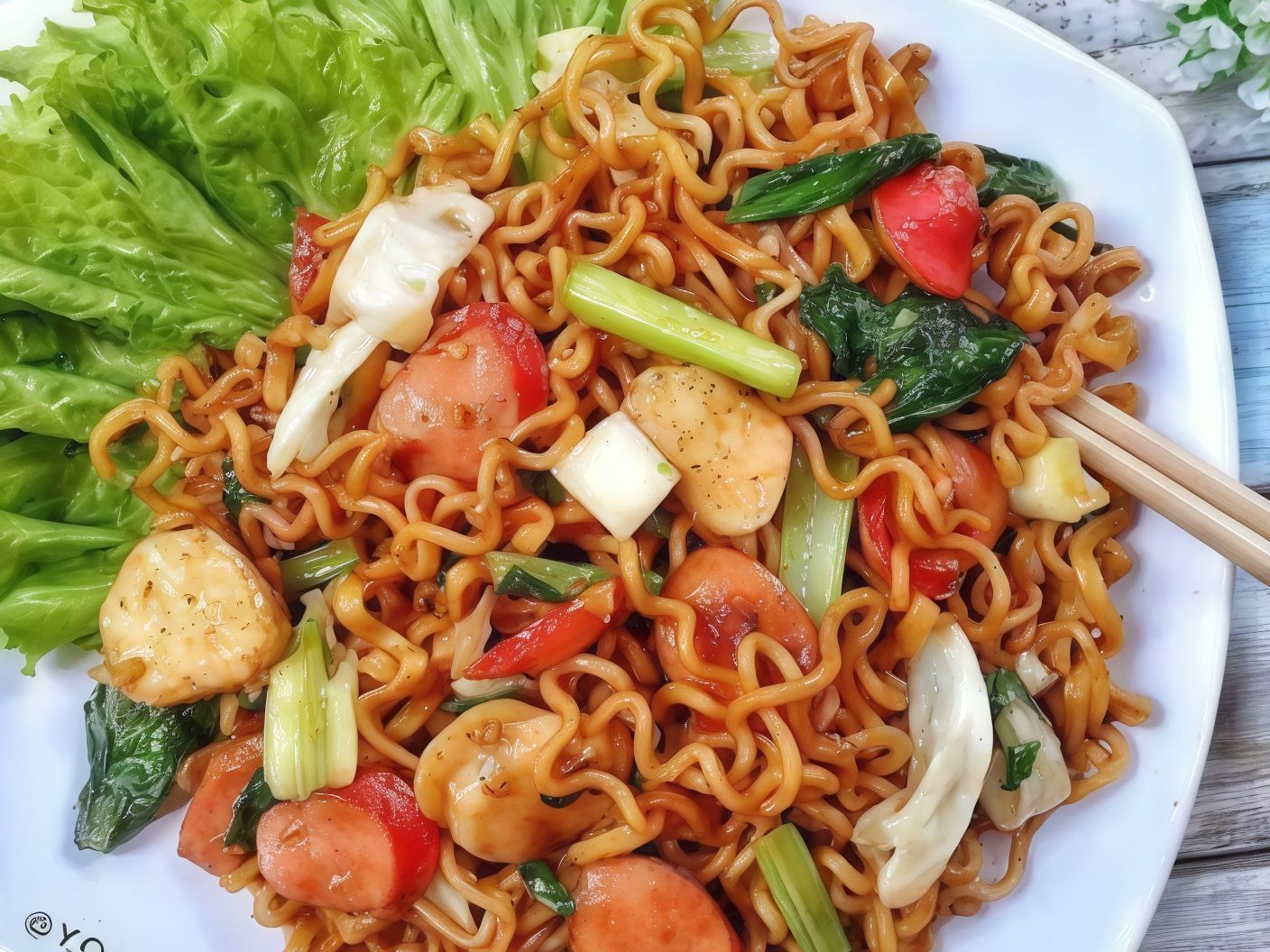Fried Noodles With Sausage