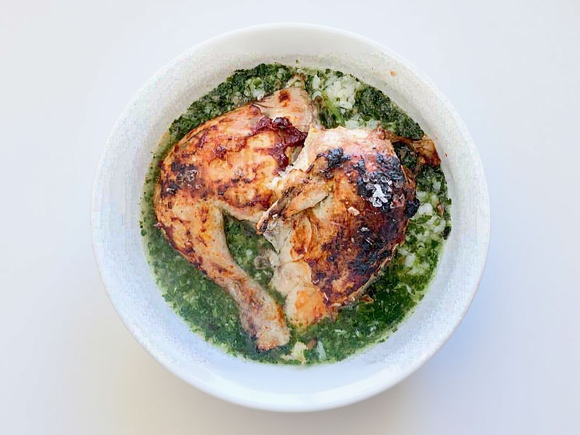 Rasto Chicken With Molokhia