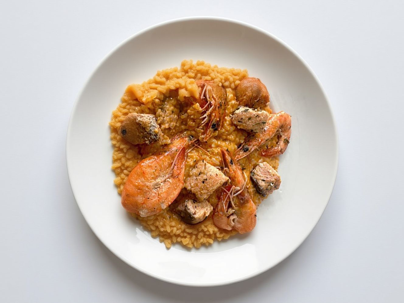 Salmon With Shrimp Risotto