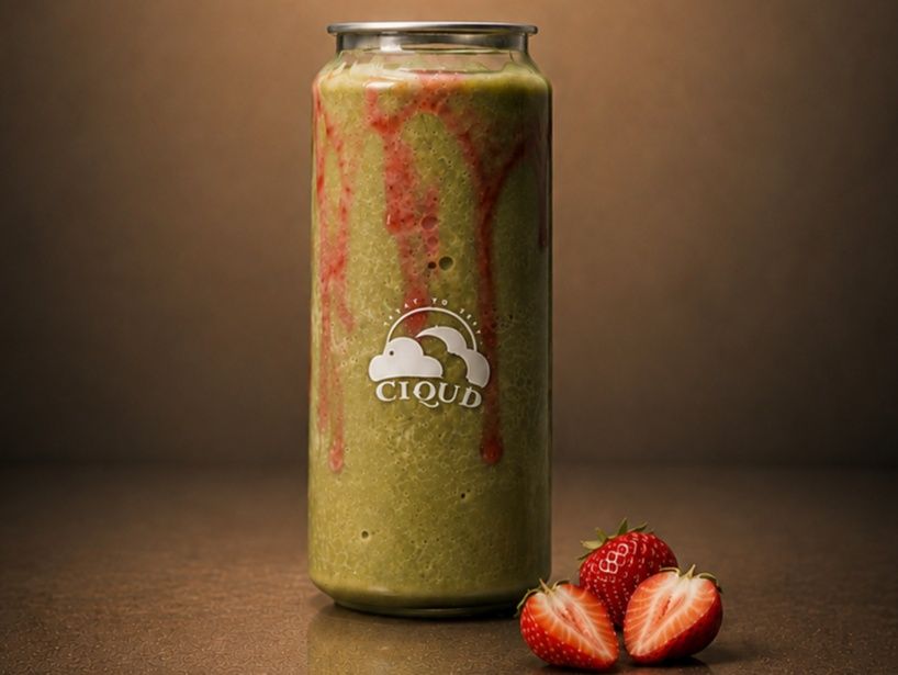Strawberry matcha frappe