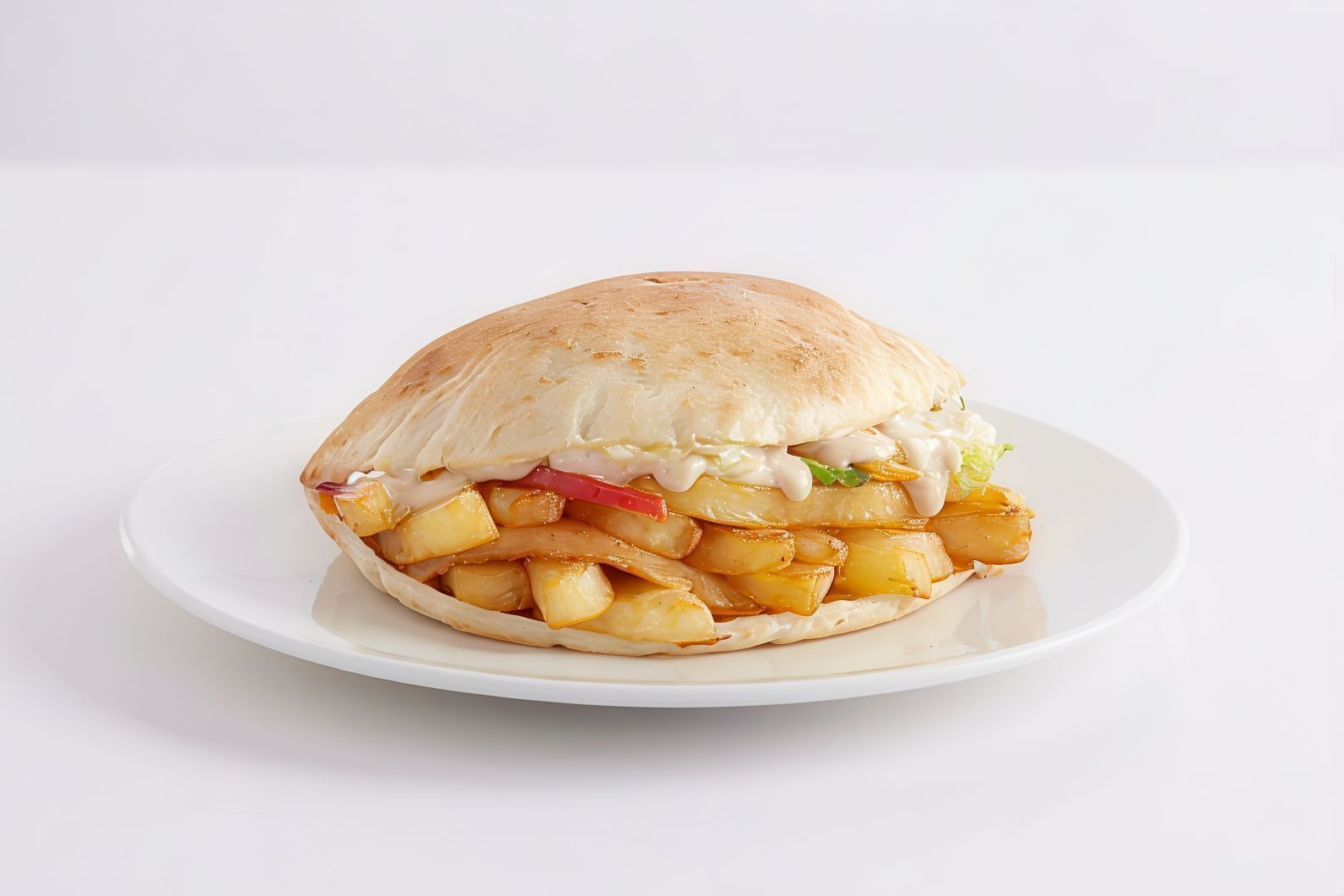 Potato Pane With Ketchup And Mayonnaise Sandwich