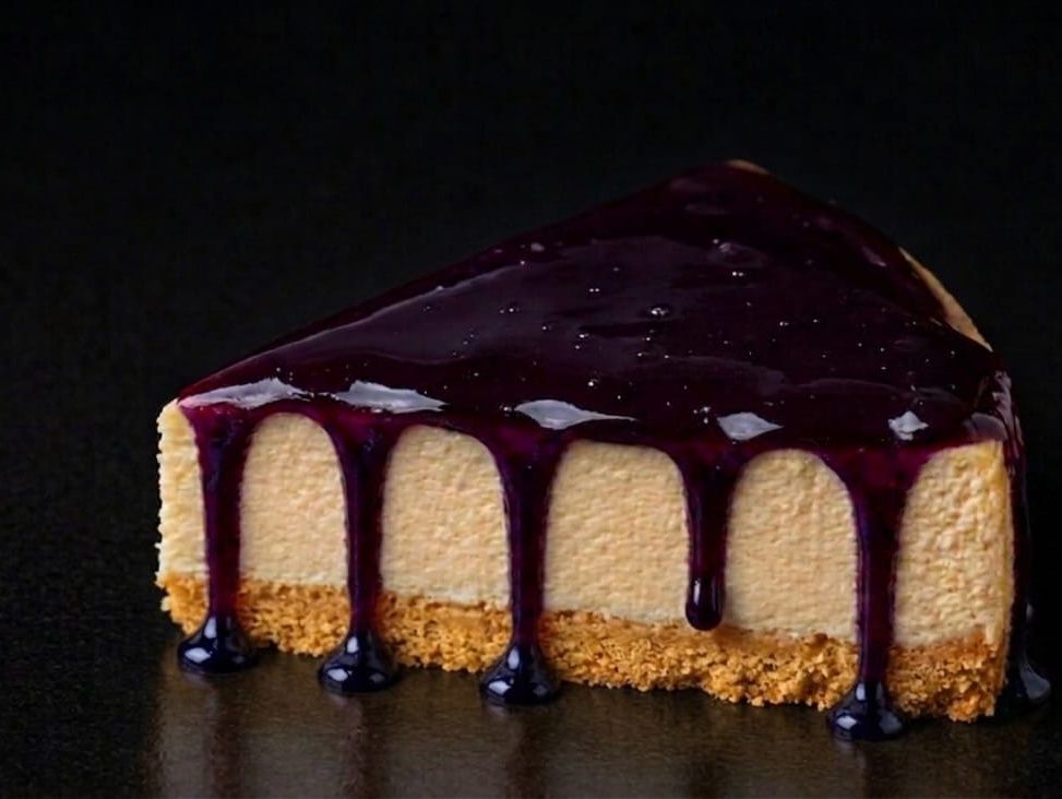 Blueberry cheesecake slice