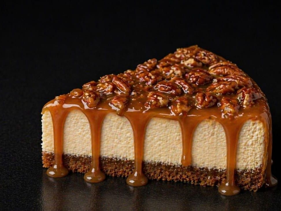 Caramel Pecan Cheesecake Slice