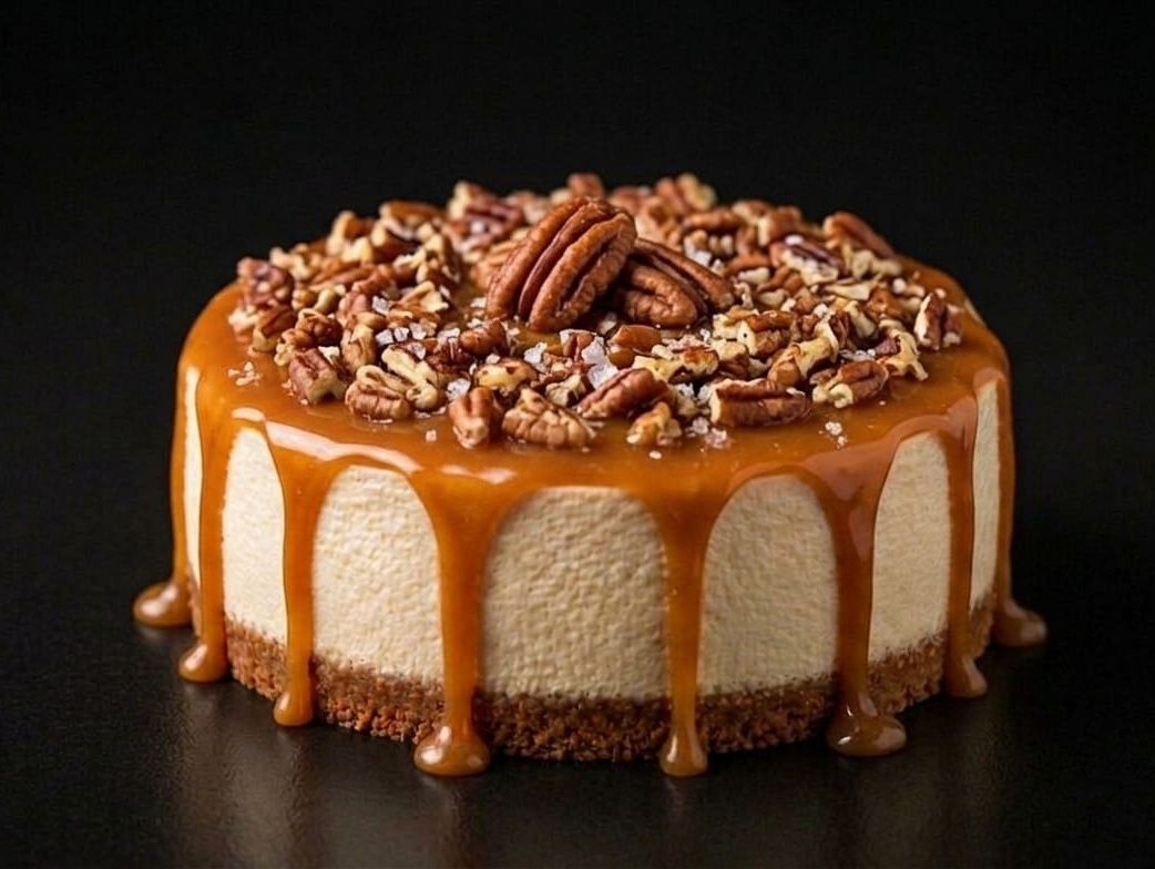 Caramel Pecan Round Cheesecake