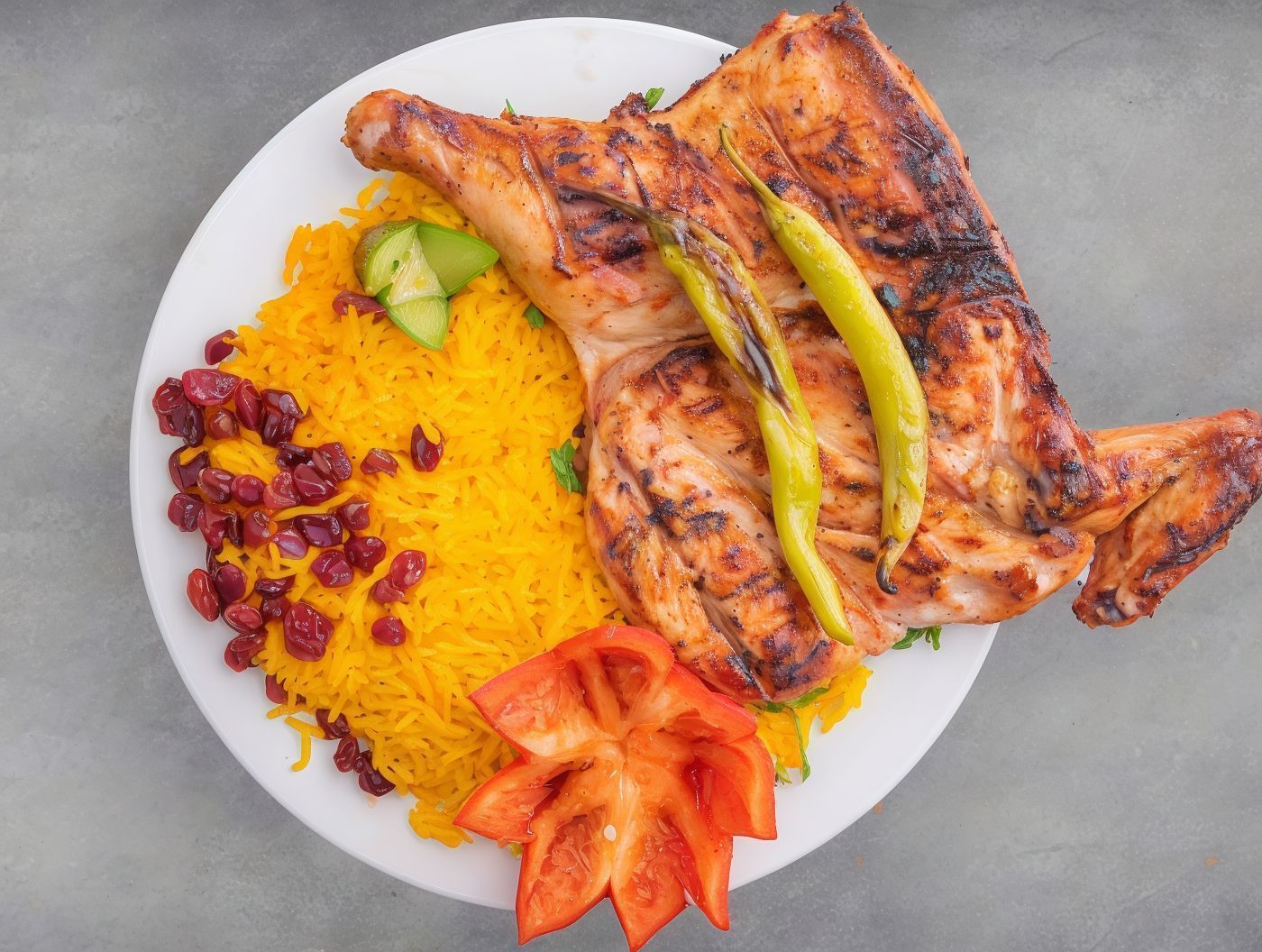 Half grilled chicken with rice