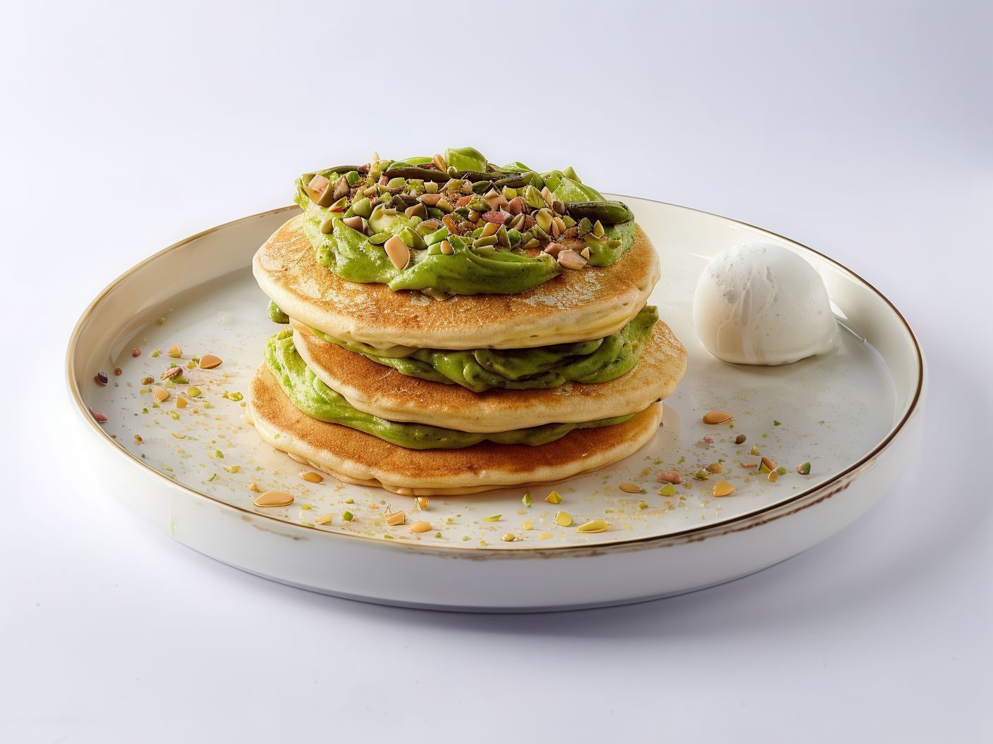 Creamy Pistachio Ice Cream Pancake