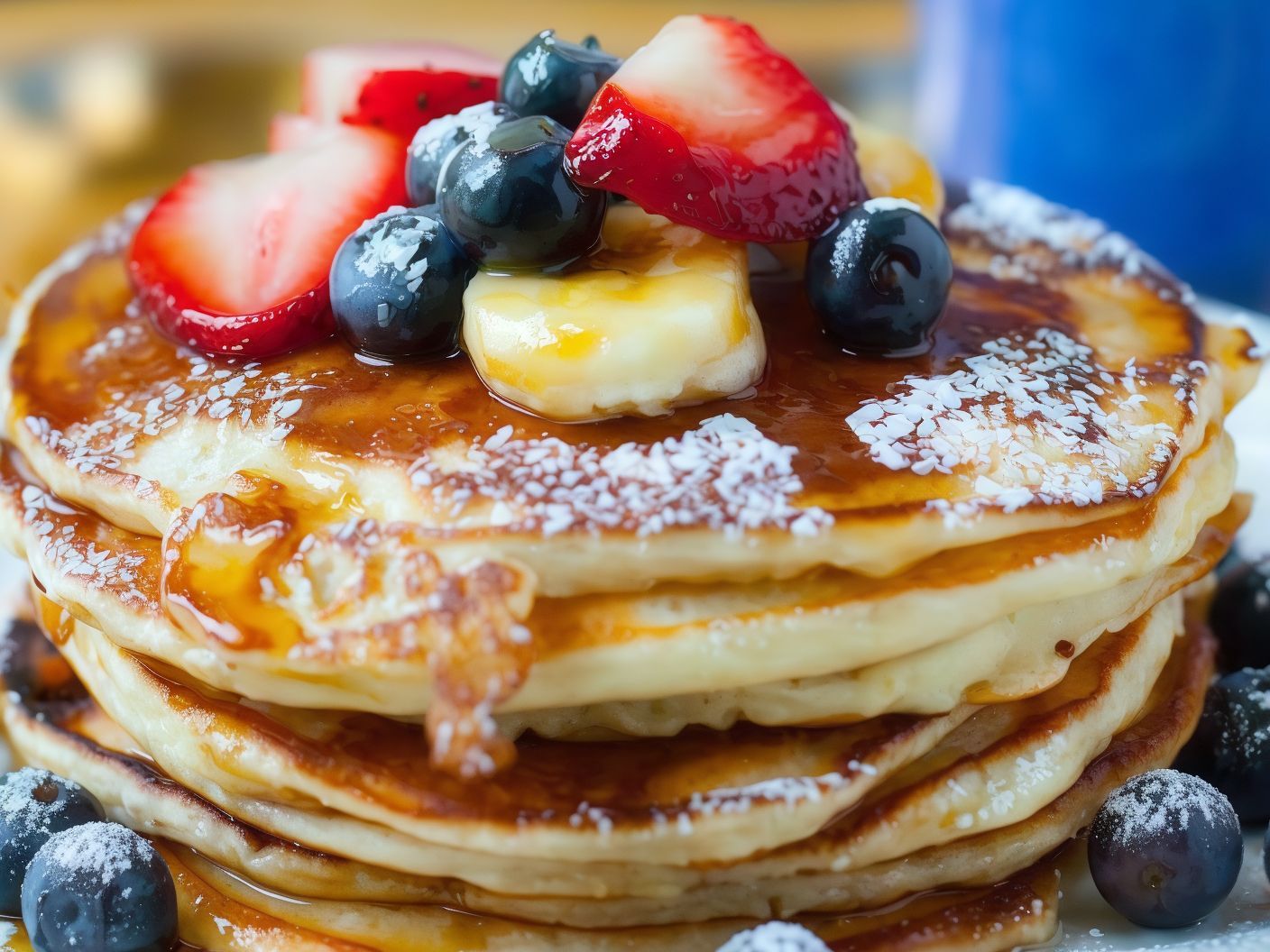 Pancakes with honey and cherries