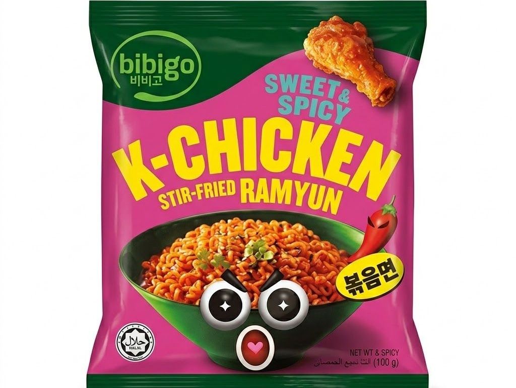 Bibigo Sweet and Spicy Chicken Ramen Noodles 122g