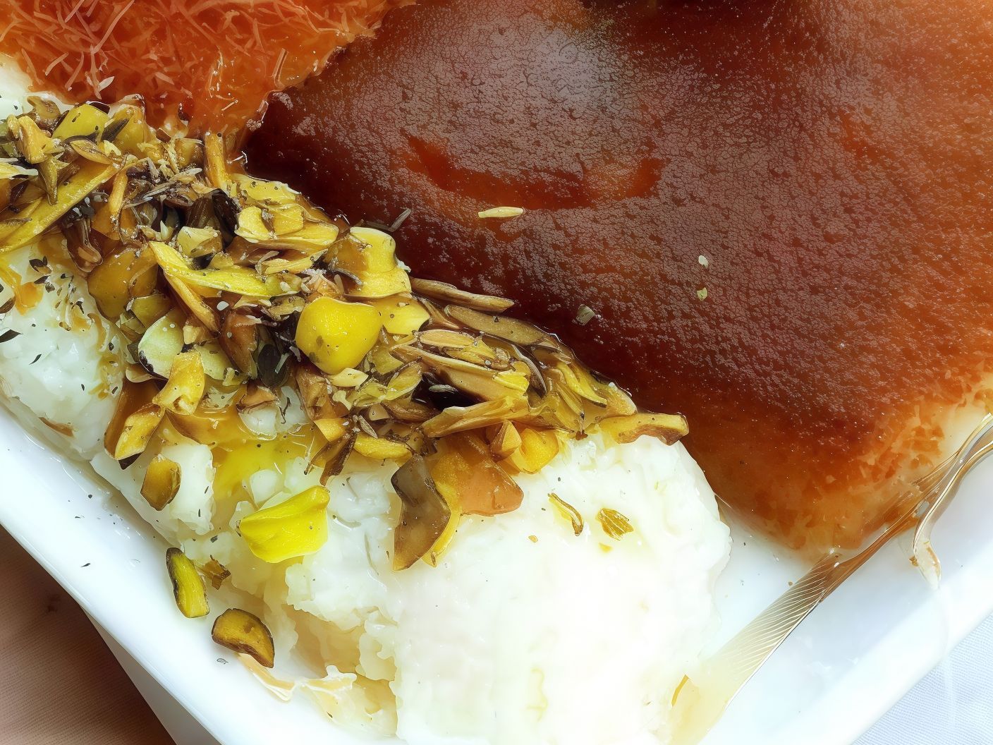 Mixed Nabulsiya and Madlouka Dish