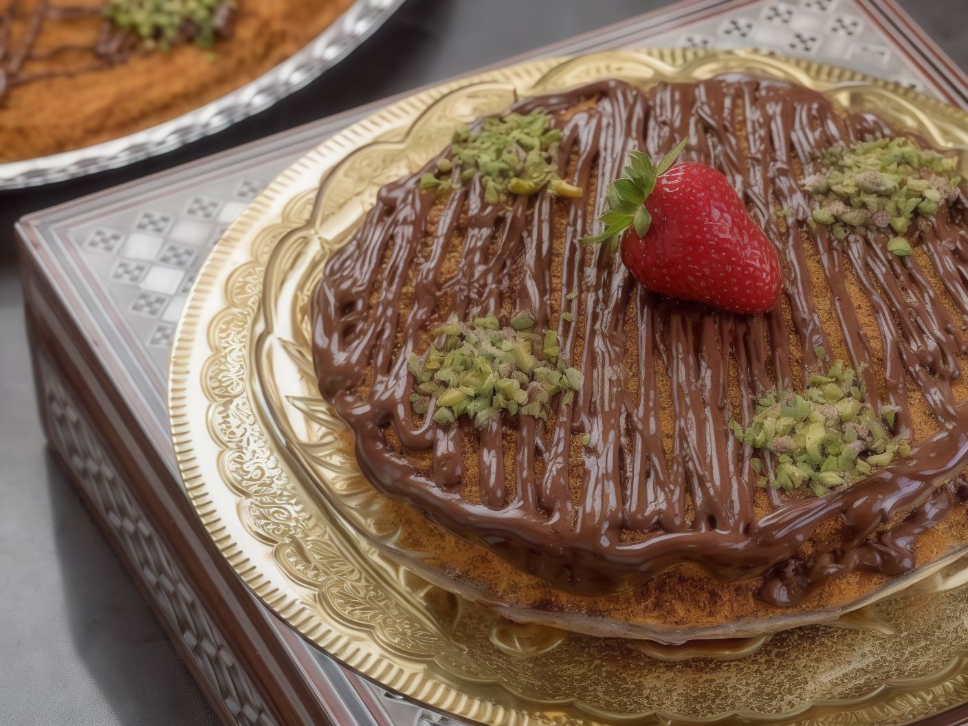 Small Konafa on charcoal With Nutella