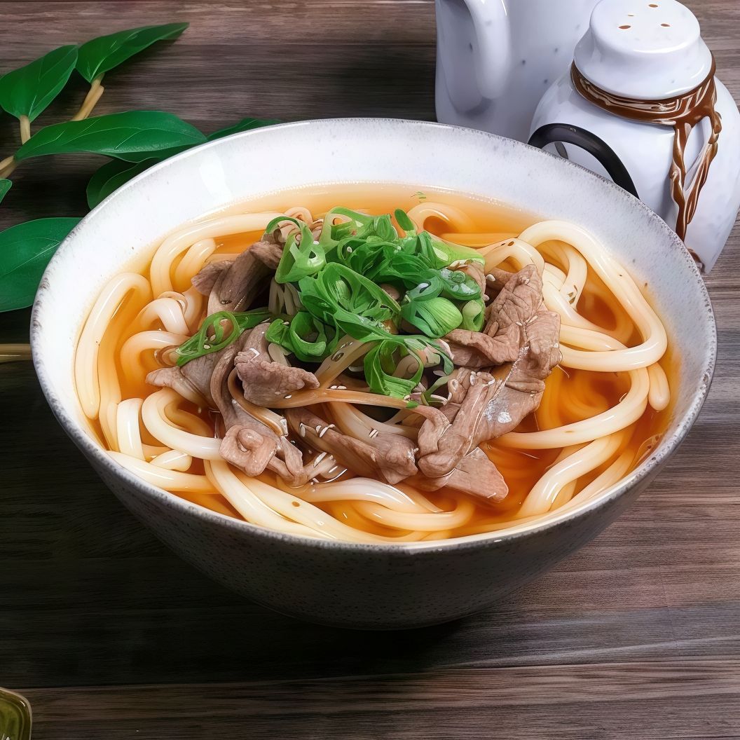 Udon noodles beef