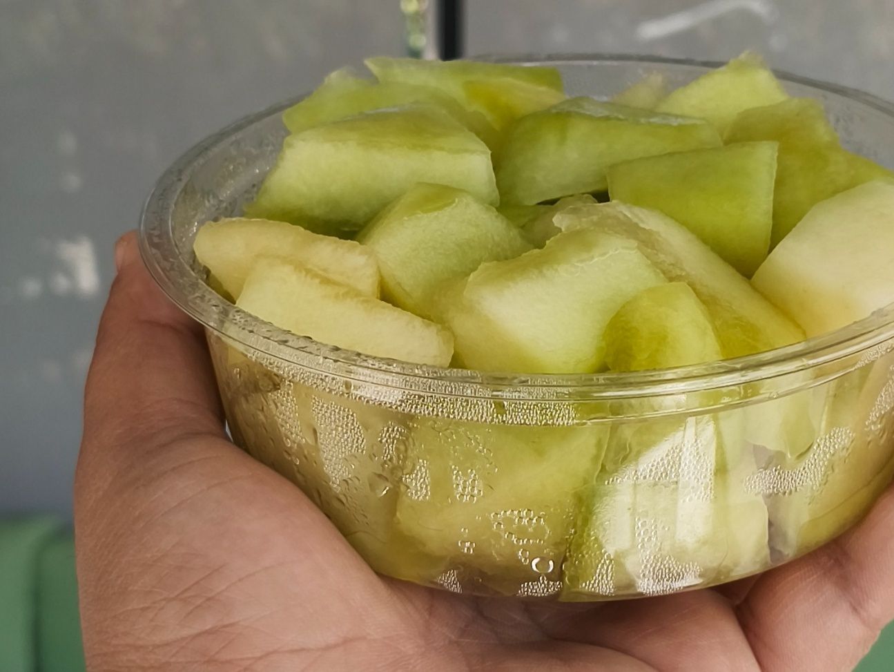 Box of diced pieces cantaloupe