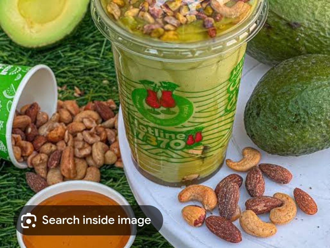 Avocado juice with honey and nuts