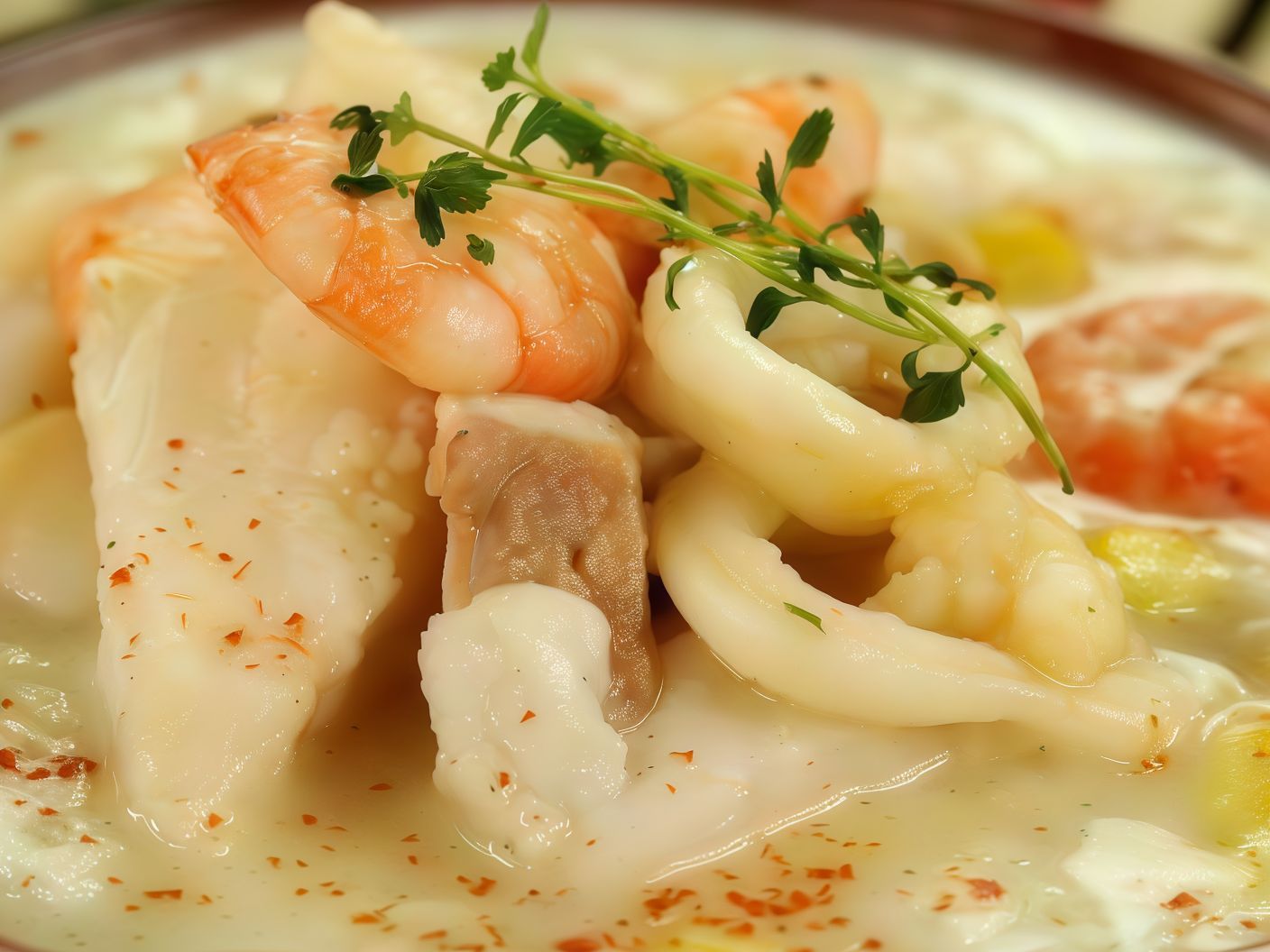 Boneless seafood soup