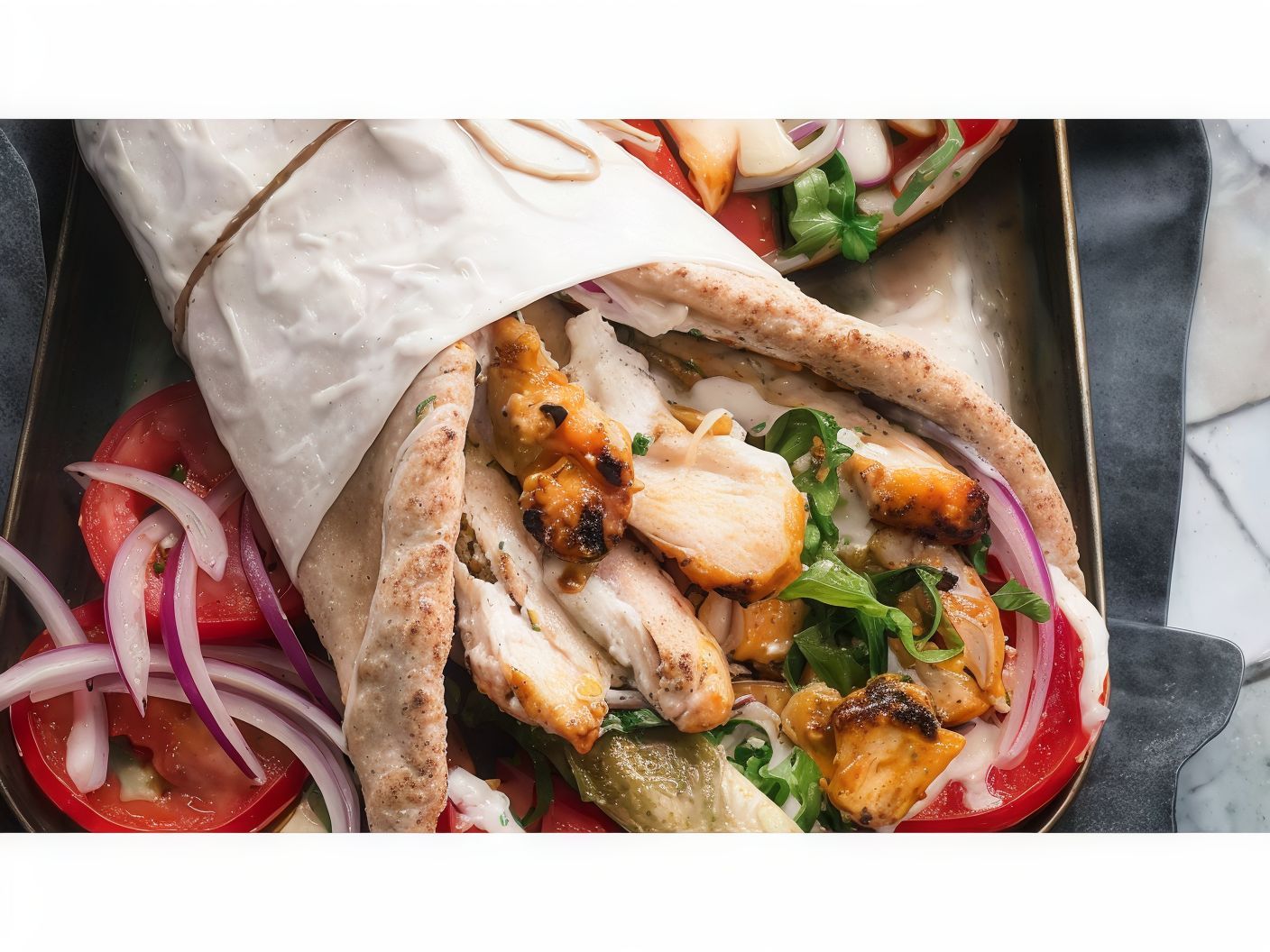 Italian pizza roll chicken shawarma