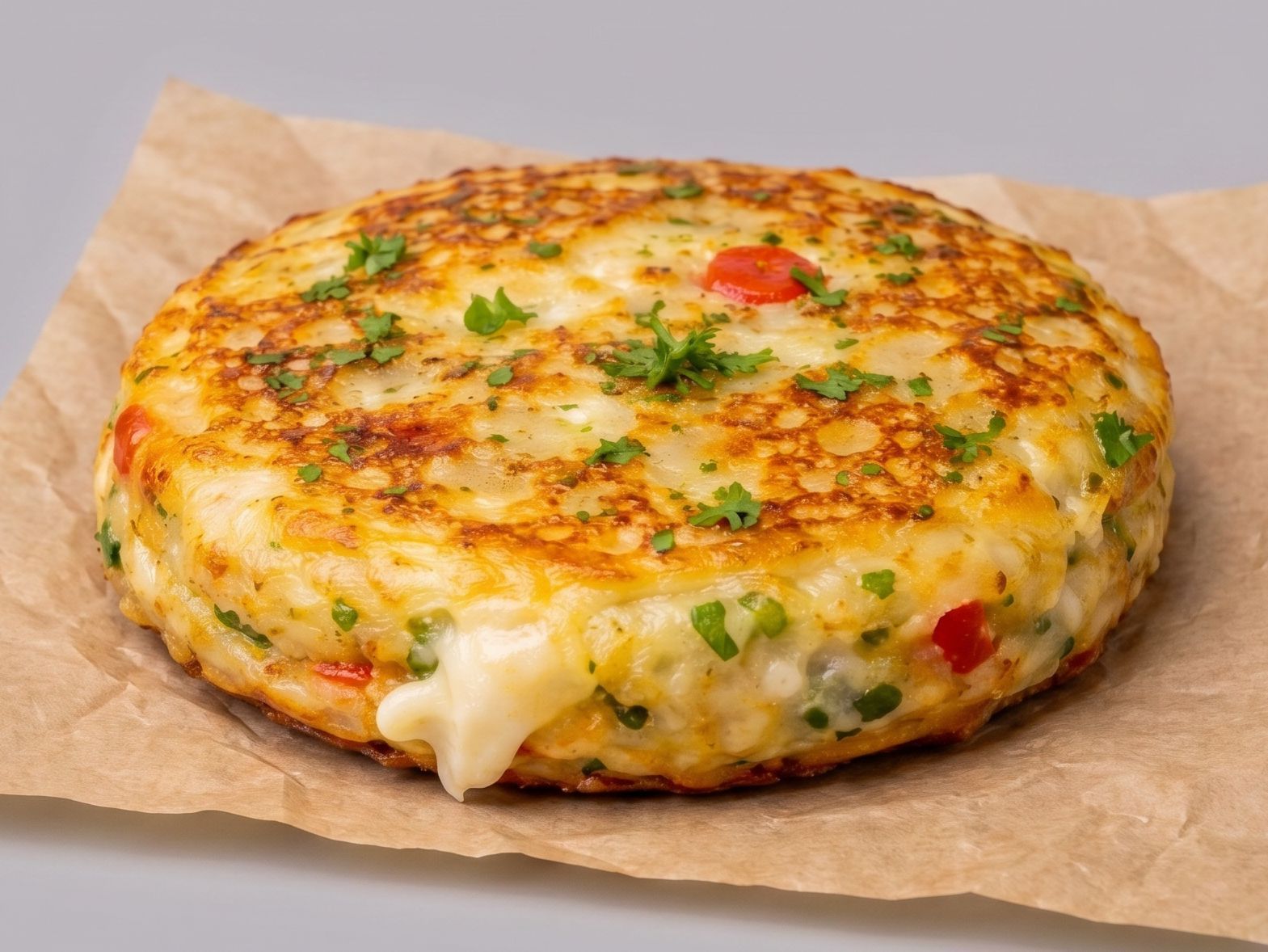 Fried egg sandwich with mixed cheese