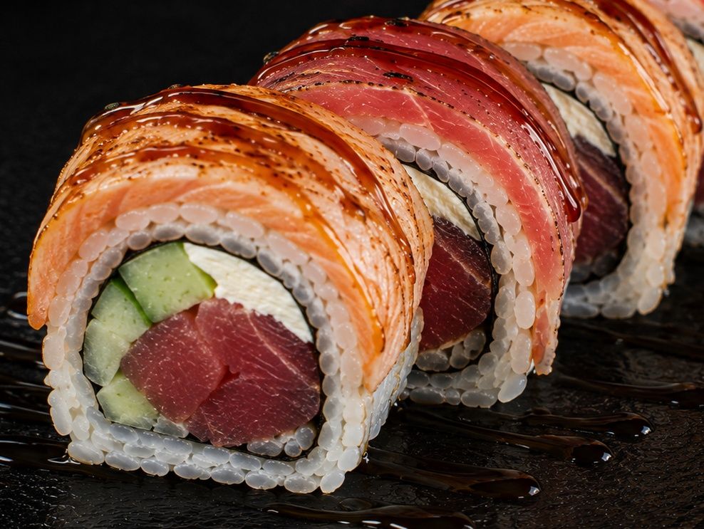 Aburi Salmon Tuna Roll
