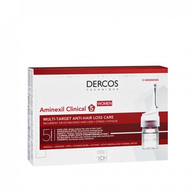 Vichy Dercos Aminexil Clinical 5 Anti-Hair Fall Treatment for Women x21 Doses, 6ml