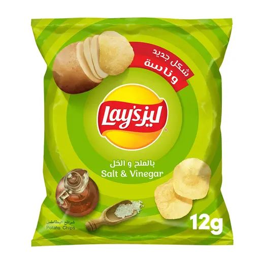 رقائق البطاطس بالملح والخل من ليز، 40 غرام Lay's Salt & Vinegar Potato Chips, 40g