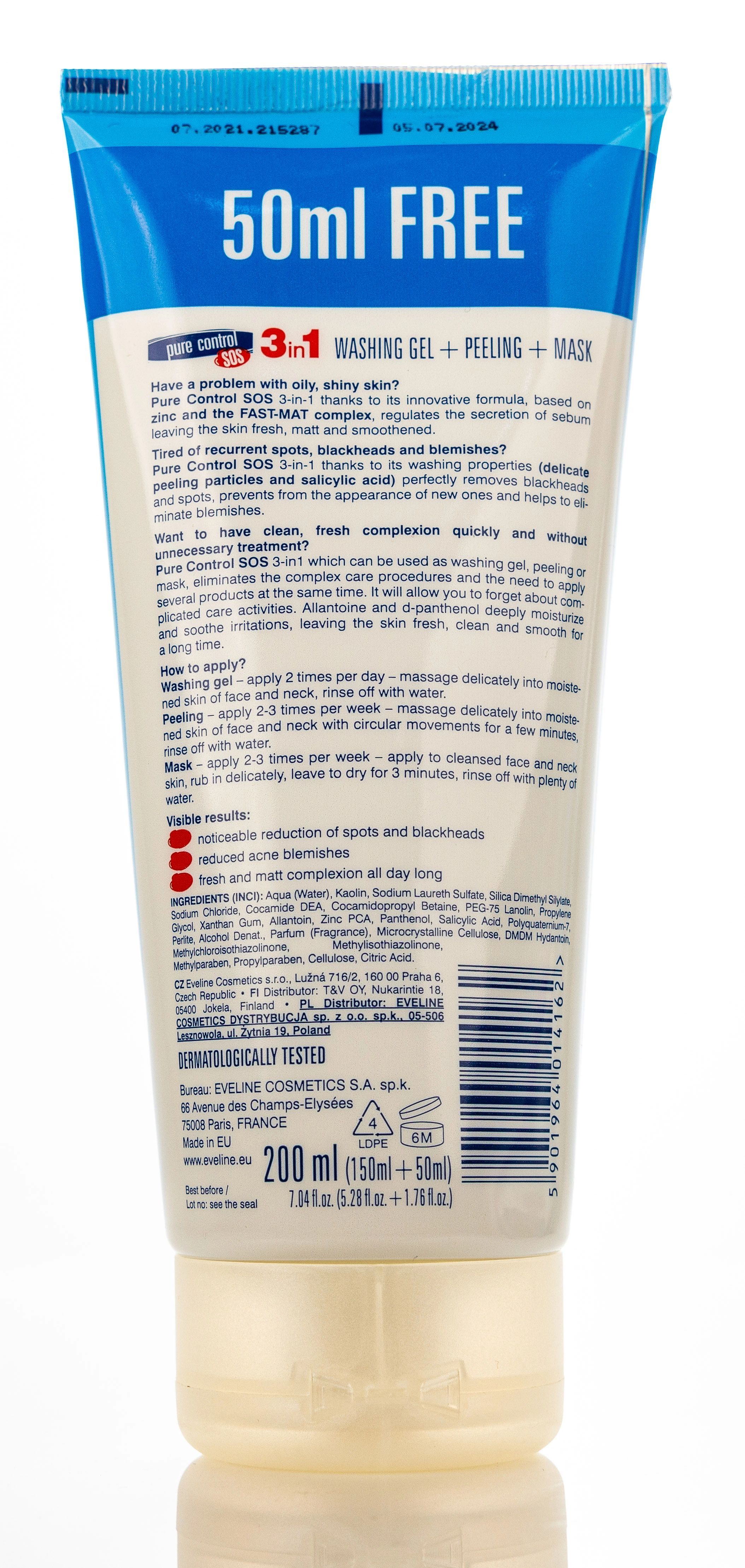 Eveline Clean Your Skin Facial Wash Gel+Scrub+Mask, 200ml - 10