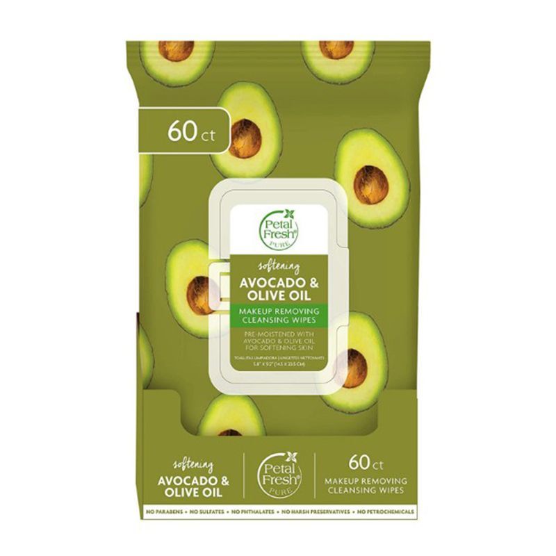 Petal Fresh Avocado & Olive Oil Cleansing Wipes, 60 Pieces