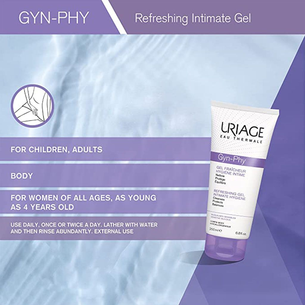 Uriage Eau Thermale Gyn-Phy Hypoallergenic Refreshing Intimate Cleansing Gel for Sensitive Skin 200 ml - 7