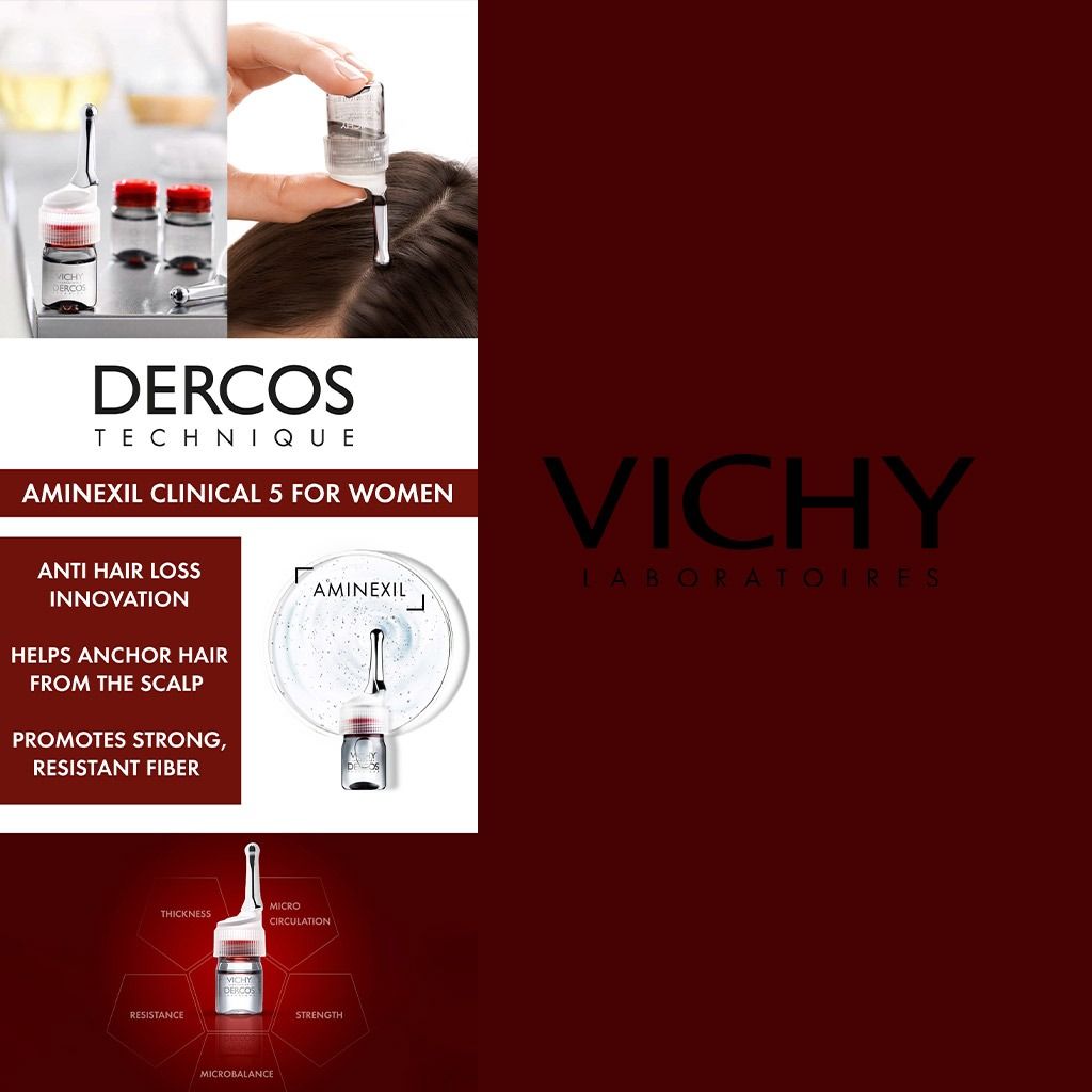 Vichy Dercos Aminexil Clinical 5 Anti-Hair Fall Treatment for Women x21 Doses, 6ml - 8