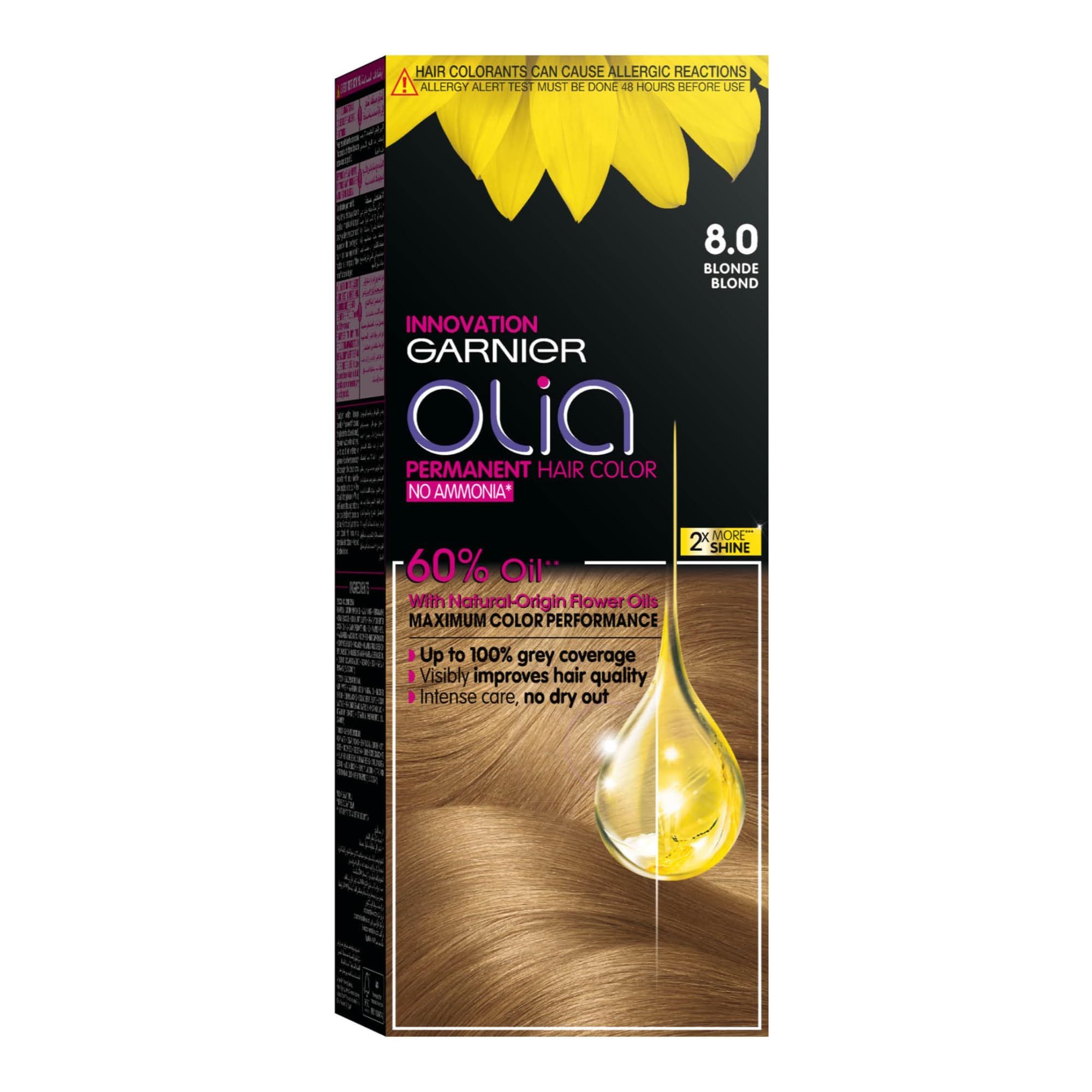 Garnier Olia No Ammonia Permanent Hair Color with 60% Oils - 8.0 Blonde