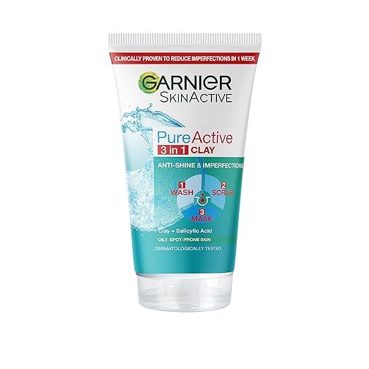 Garnier Pure Active 3-In-1 Wash, Scrub & Mask, 150ml