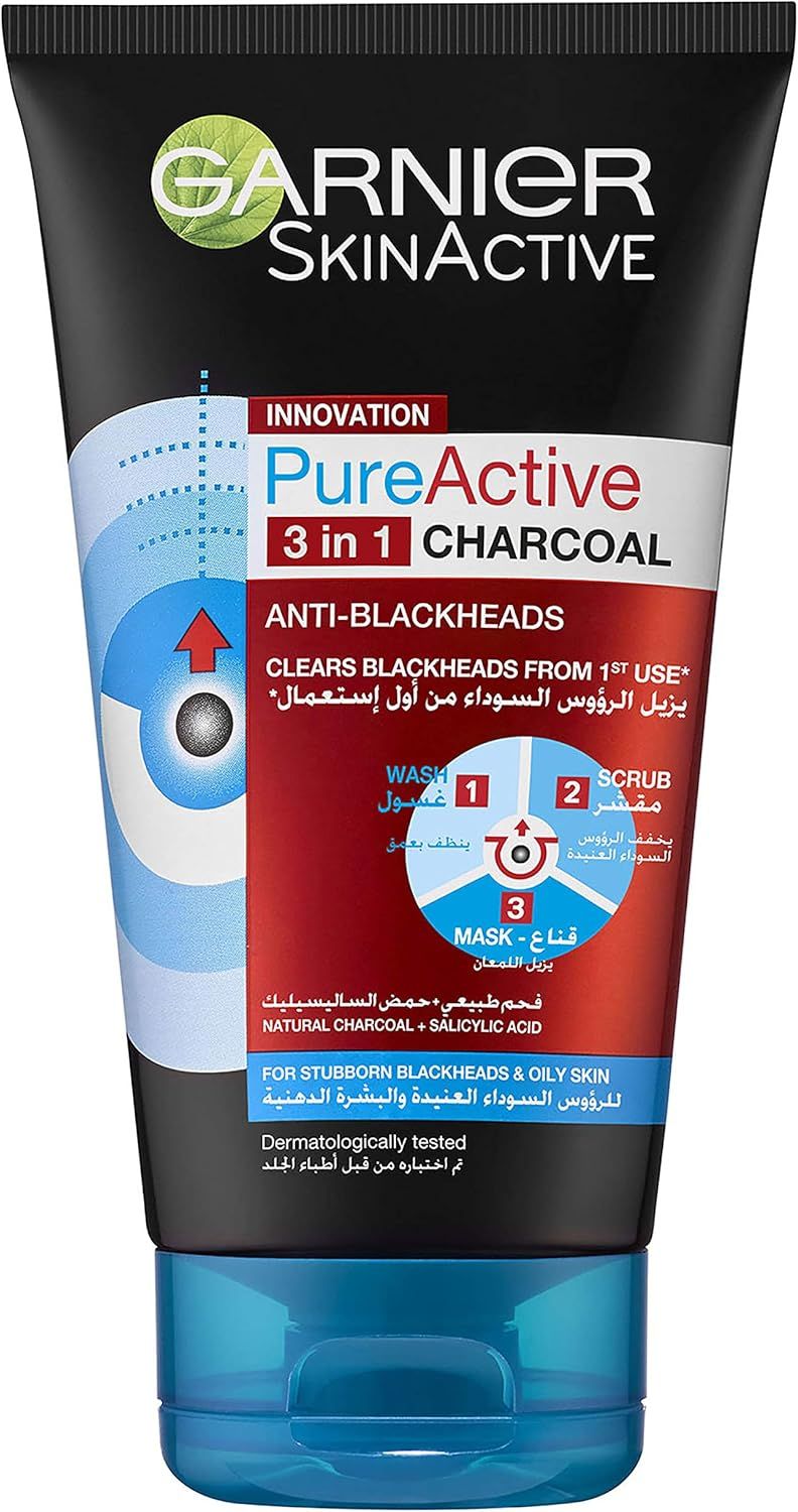 Garnier Skin Active Pure Active Charcoal 3 In 1 Face Wash, 150ml